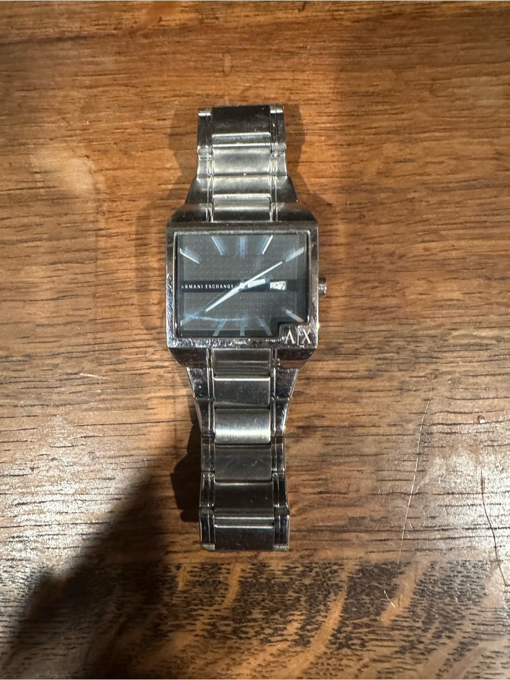 Armani Exchange Men's Silver Square Stainless Steel Watch